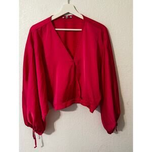 Fashion Nova Blouse Cropped Satin Top Bubblegum Pink‎ Size Small